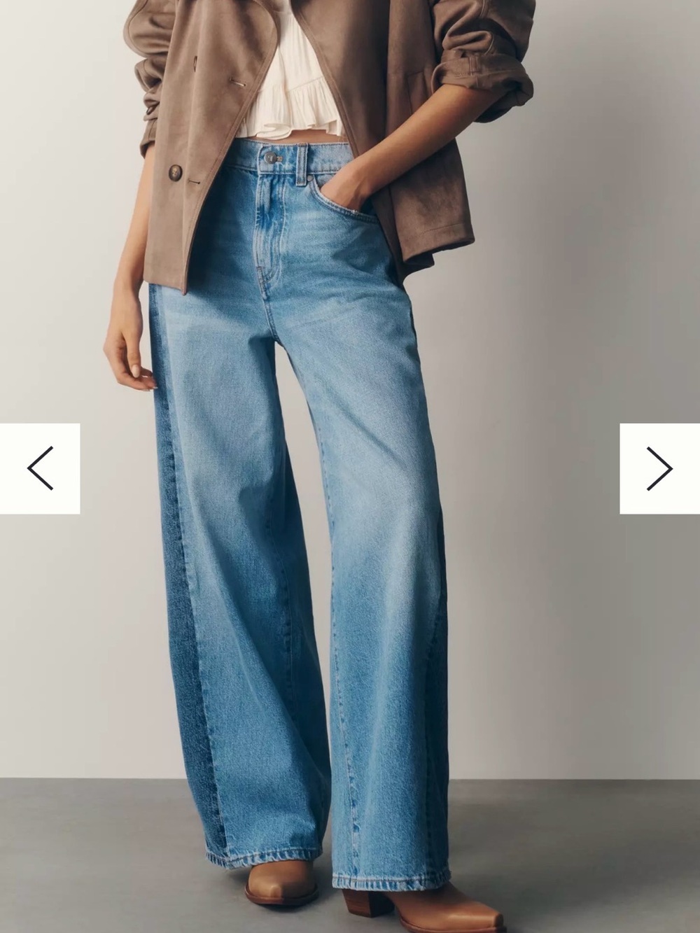 Anthropologie Pilcro Two-Tone High-Rise Wide-Leg Jeans Medium Denim Size 26 NWT